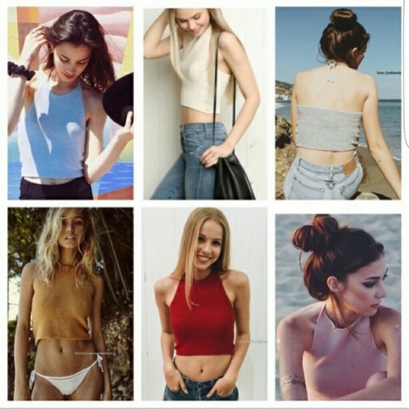 Brandy Melville Gray Halter Crop Top - Picture 7 of 12